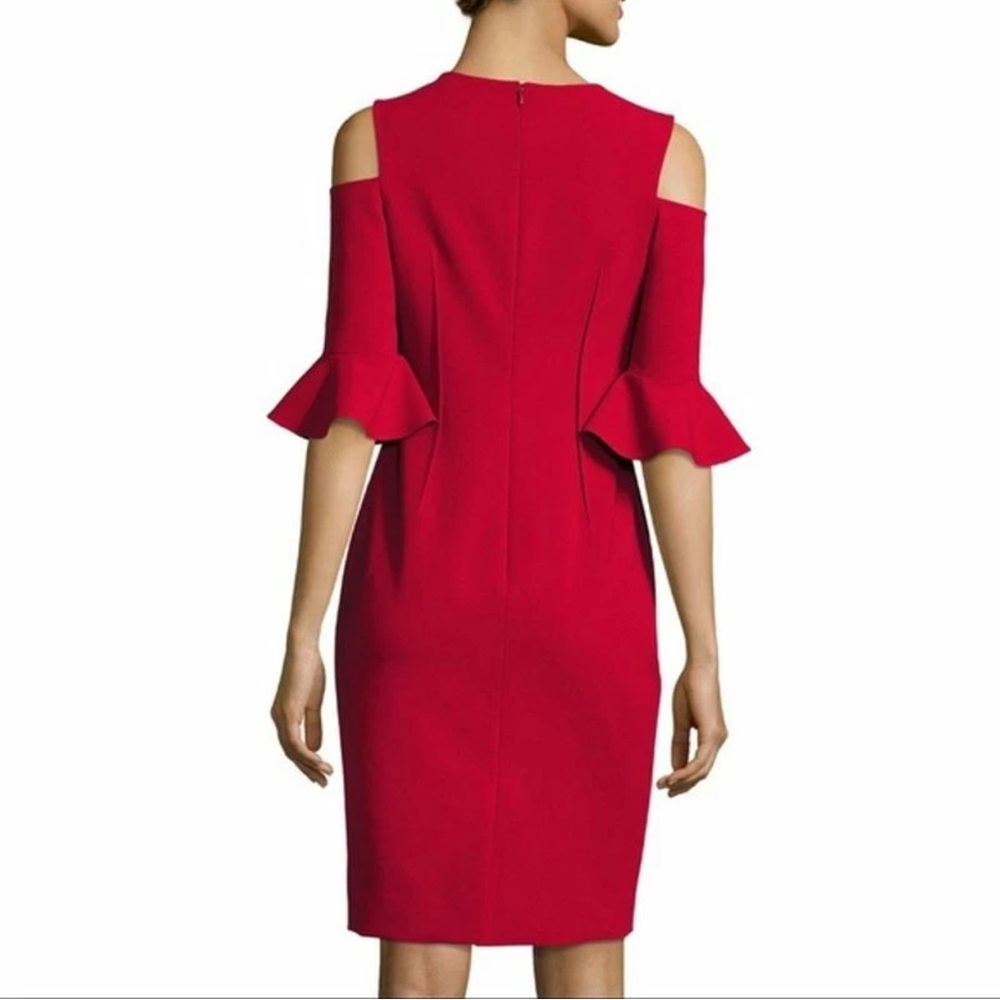 Teri Jon by Rickie Freeman Crepe Cold-Shoulder Sheath Dress - Picture 6 of 7